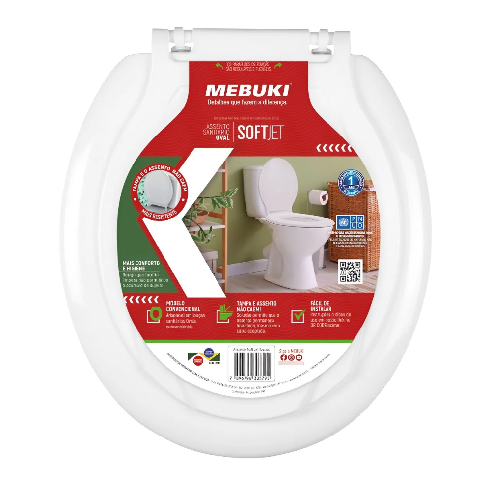 Assento Sanitário Oval Rígido Soft Jet Branca – Mebuki