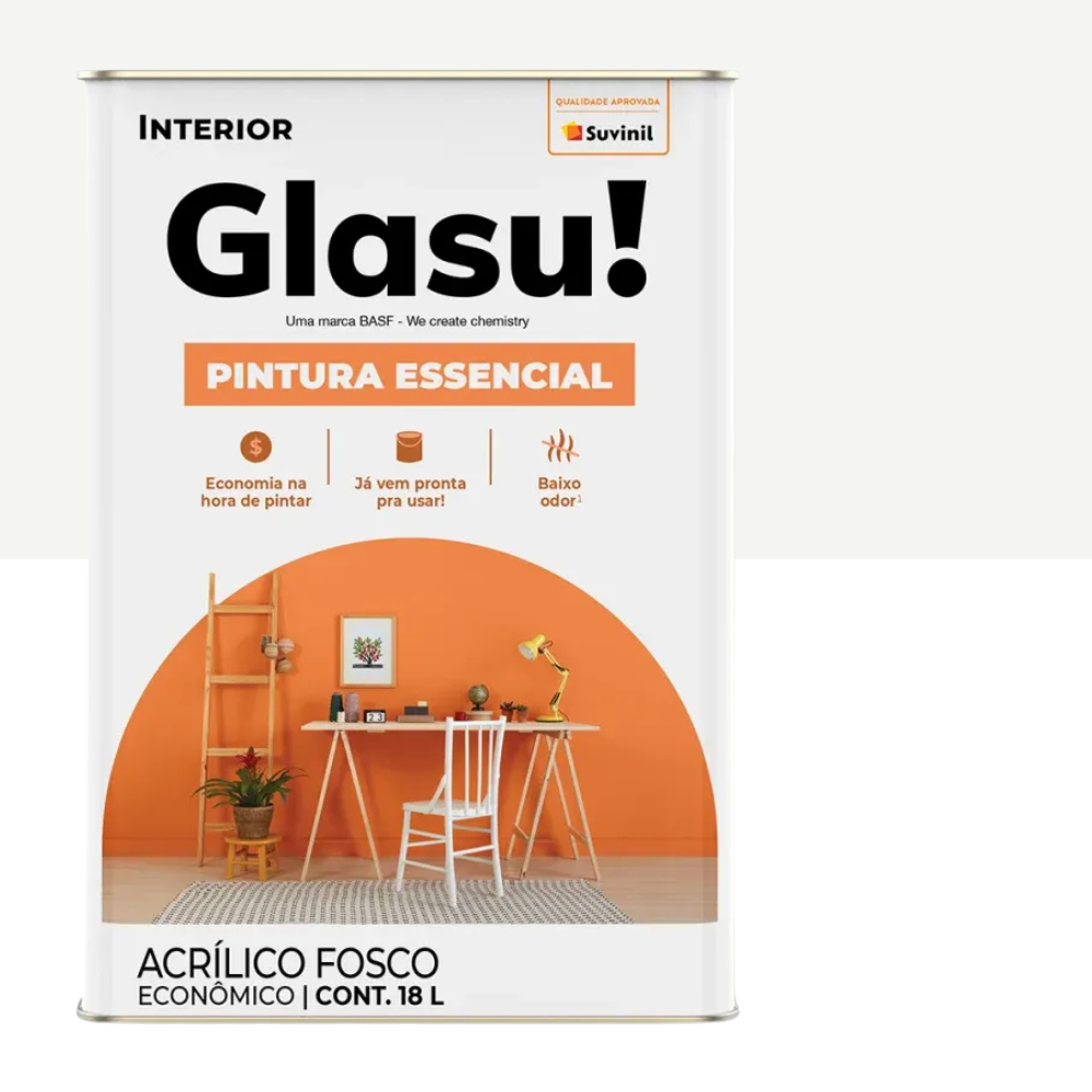 Tinta Acrílica Glasu Fosco Pintura Essencial 18 Litros Gelo – Suvinil