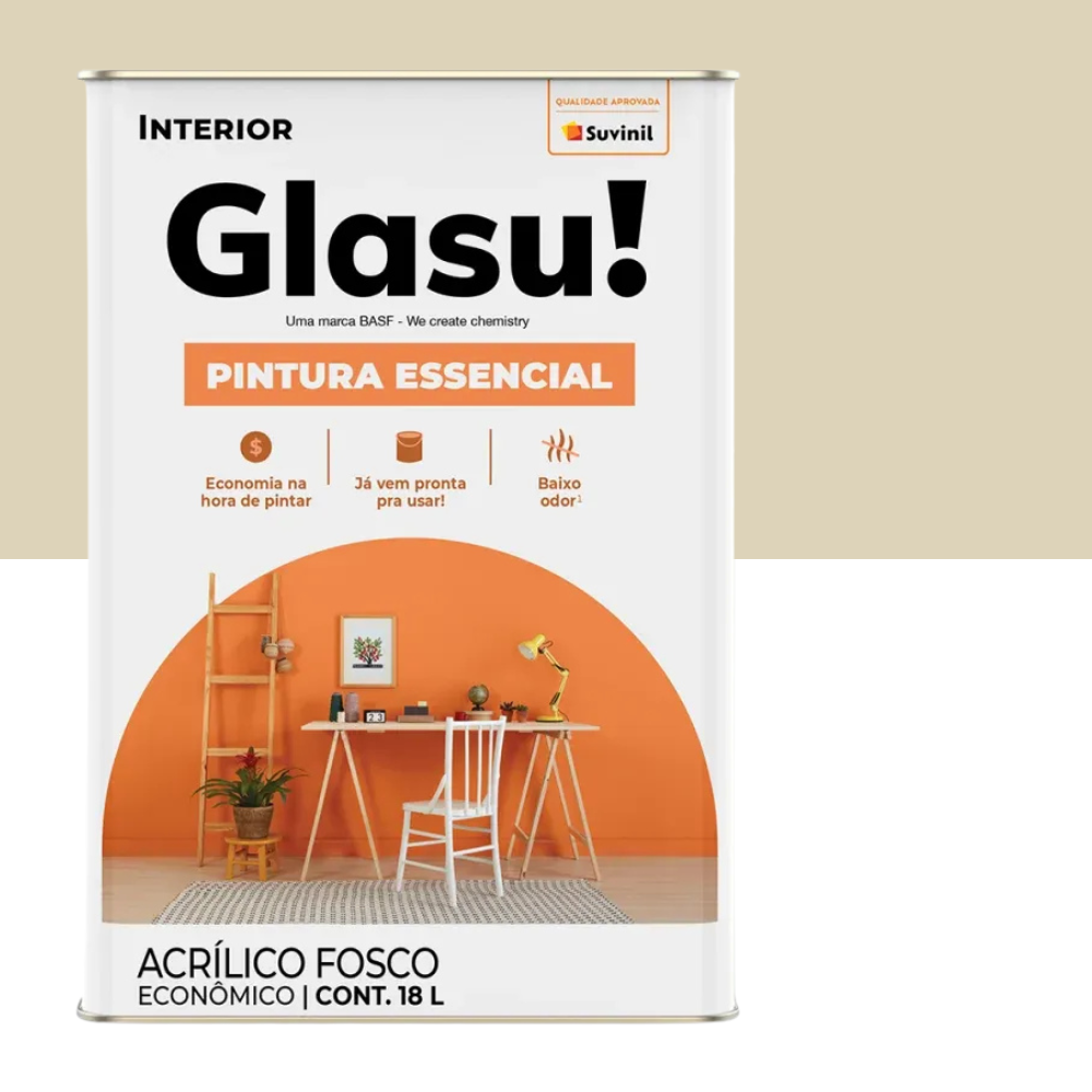 Tinta Acrílica Glasu Fosco Pintura Essencial 18 Litros Palha – Suvinil