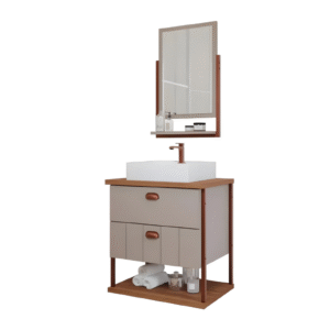 Gabinete Uni 60cm para Banheiro com Espelheira Cappuccino/freijo - MGM