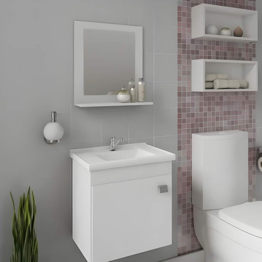 Gabinete Iris 44cm para Banheiro com Espelheira Branco - MGM - Imagem 2