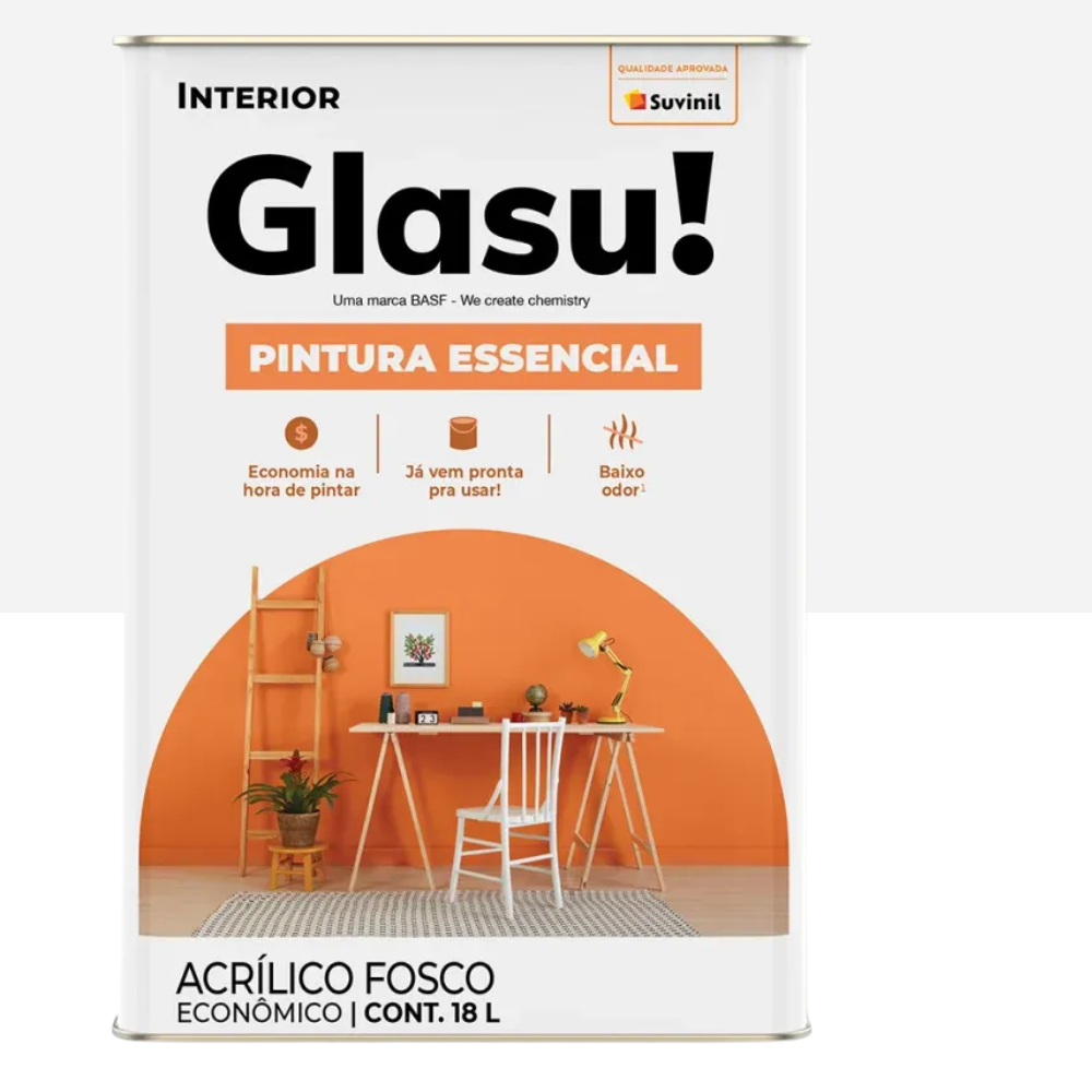 Tinta Acrílica Glasu Pintura Essencial 15L Branco Neve Fosco – Suvinil